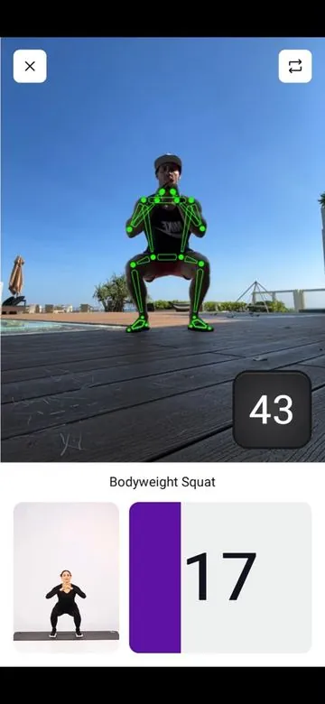 Camera rep counting: Point the phone at yourself and it counts every rep live.
