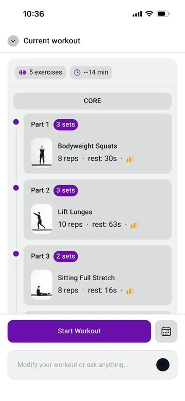 AI Personal Trainer: Workouts built for you, then guided through the camera with form correction.