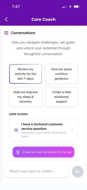 Core Coach: A coach that answers. Fitness, nutrition, sleep and recovery, in a conversation.