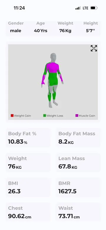 AI Body Scan: Body composition from two photos on your phone.